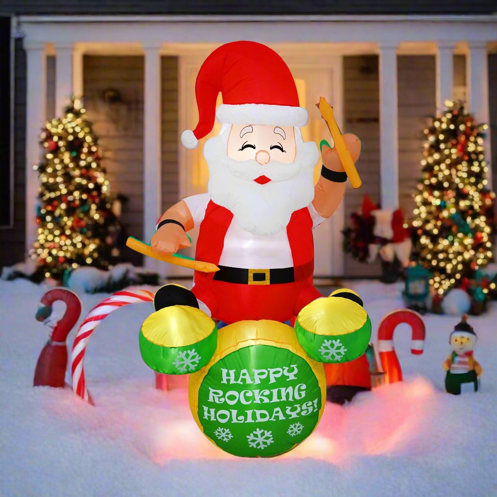 Giant 180cm Inflatable Santa Claus on Rocking Chair Holiday Decoration