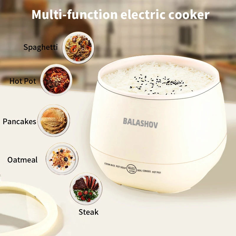 Compact 1.8L Multi-Function Electric Rice Cooker for Small Spaces