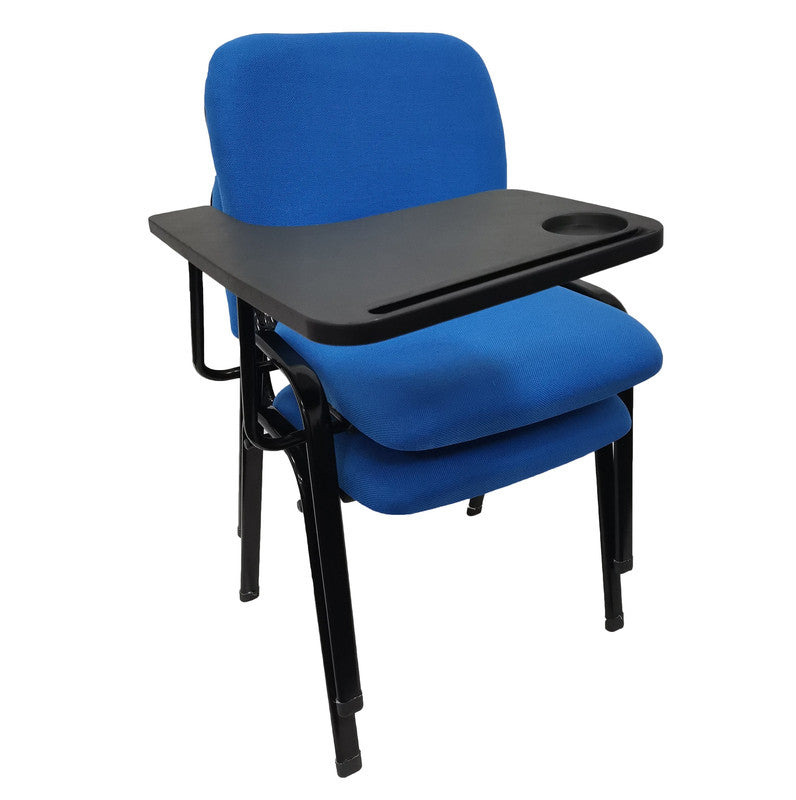 Blue NNECN Classroom Lecture Chairs with Removable Tablet Top - Set of 6 for Training and Conference Use
