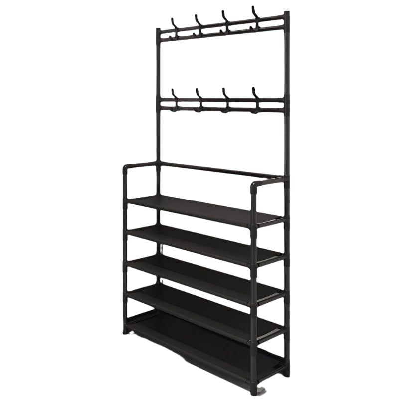 Stainless Steel Coat & Shoe Rack (8-Hook 5-Tier)
