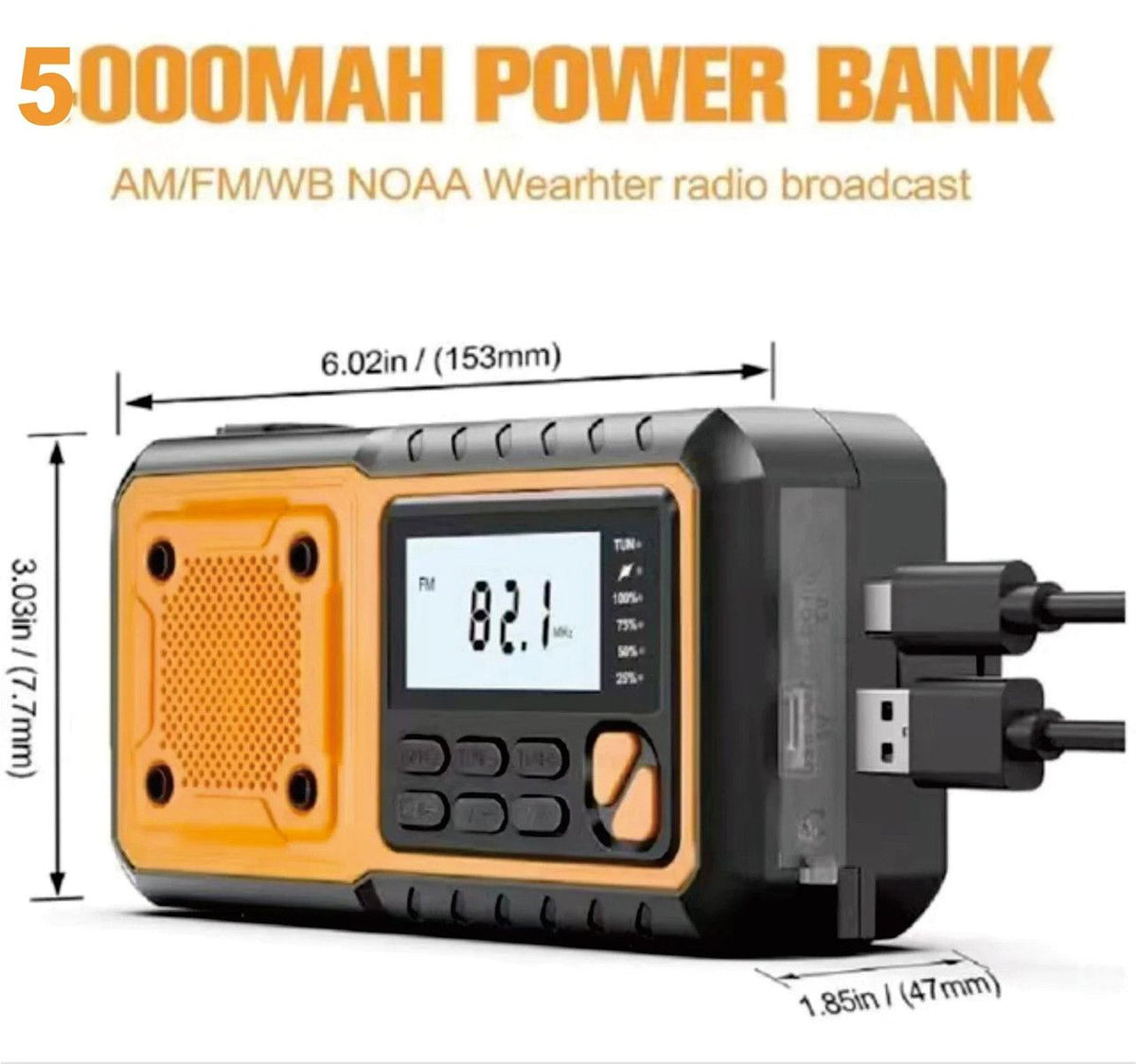 Emergency Hand Crank Solar Radio Yellow