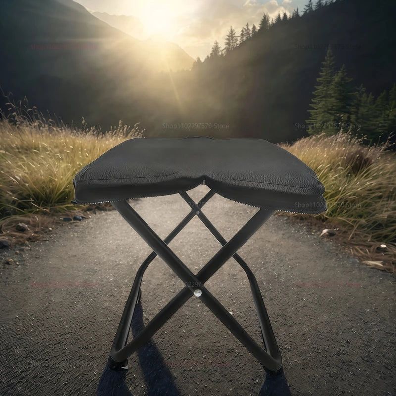 2PCS Portable Folding Backpack Stools Black