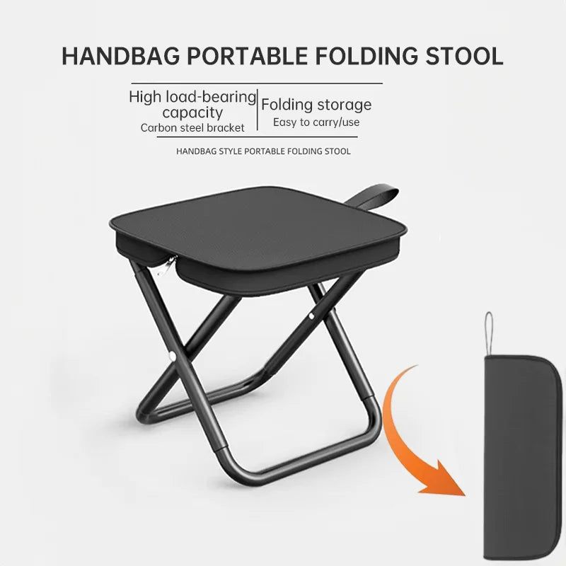 2PCS Portable Folding Backpack Stools Black