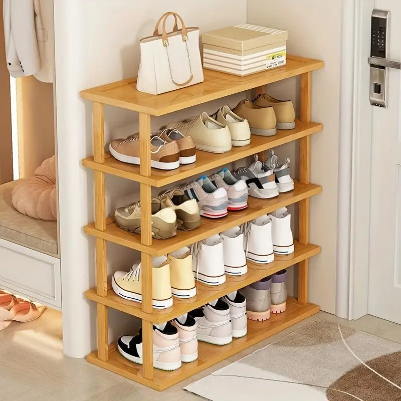 Stylish 5-Tier Bamboo Shoe Organizer - Multi-Layer Rack