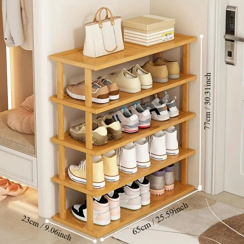 Stylish 5-Tier Bamboo Shoe Organizer - Multi-Layer Rack