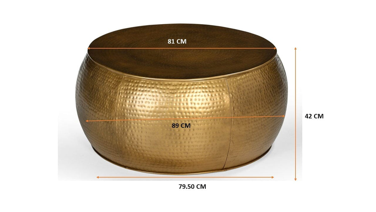 BRASS LOOK HAMMERED COFFEE TABLE