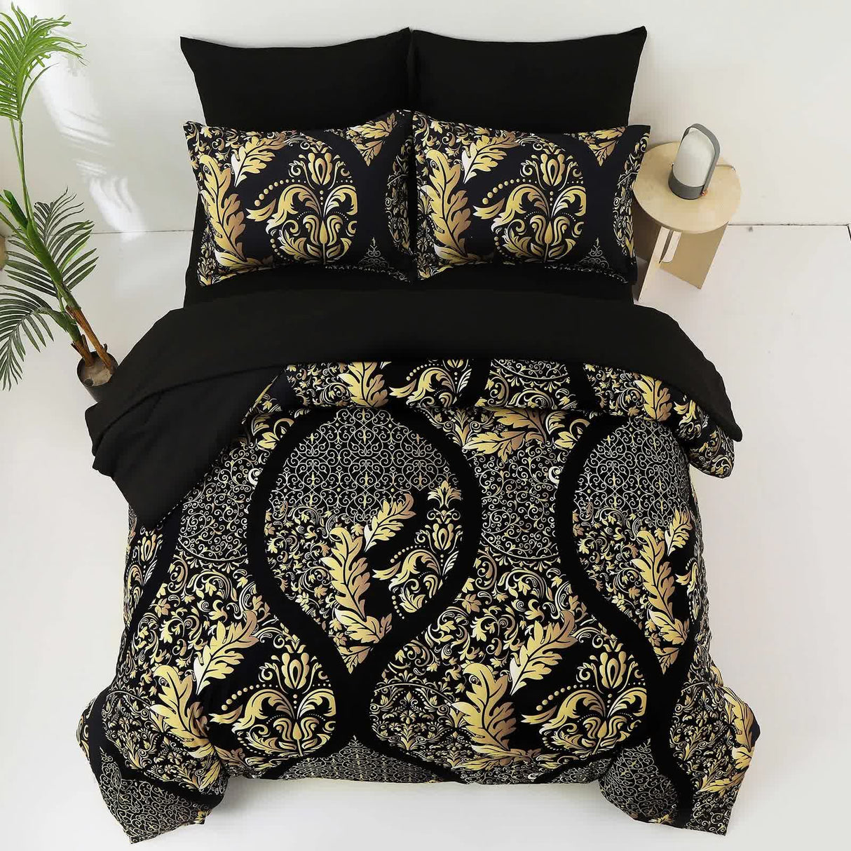 Regal Elegance Black and Gold 3 Pc Comforter & Pillow Cover Set KING