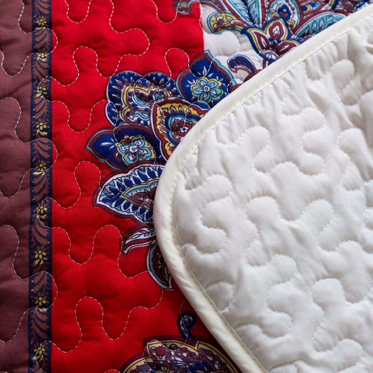 Rusty Boho floral Chic 3 Pc Bedspread & Pillow Cover Set