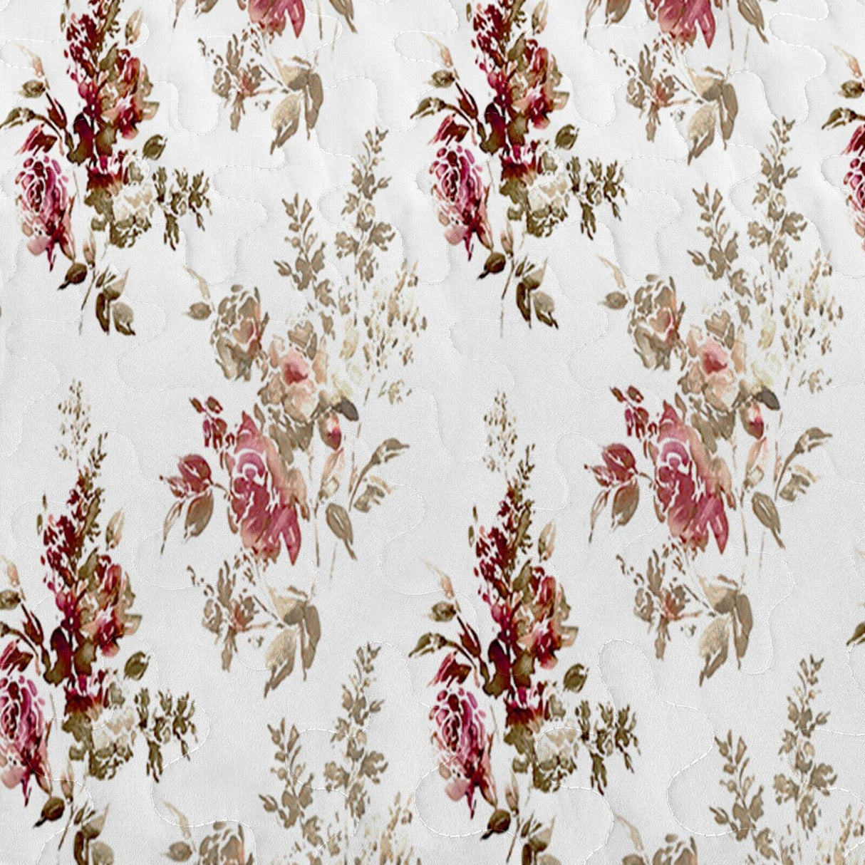 Crimson Dahlia Garden Plush 3 Pc Bedspread & Pillow Cover Set