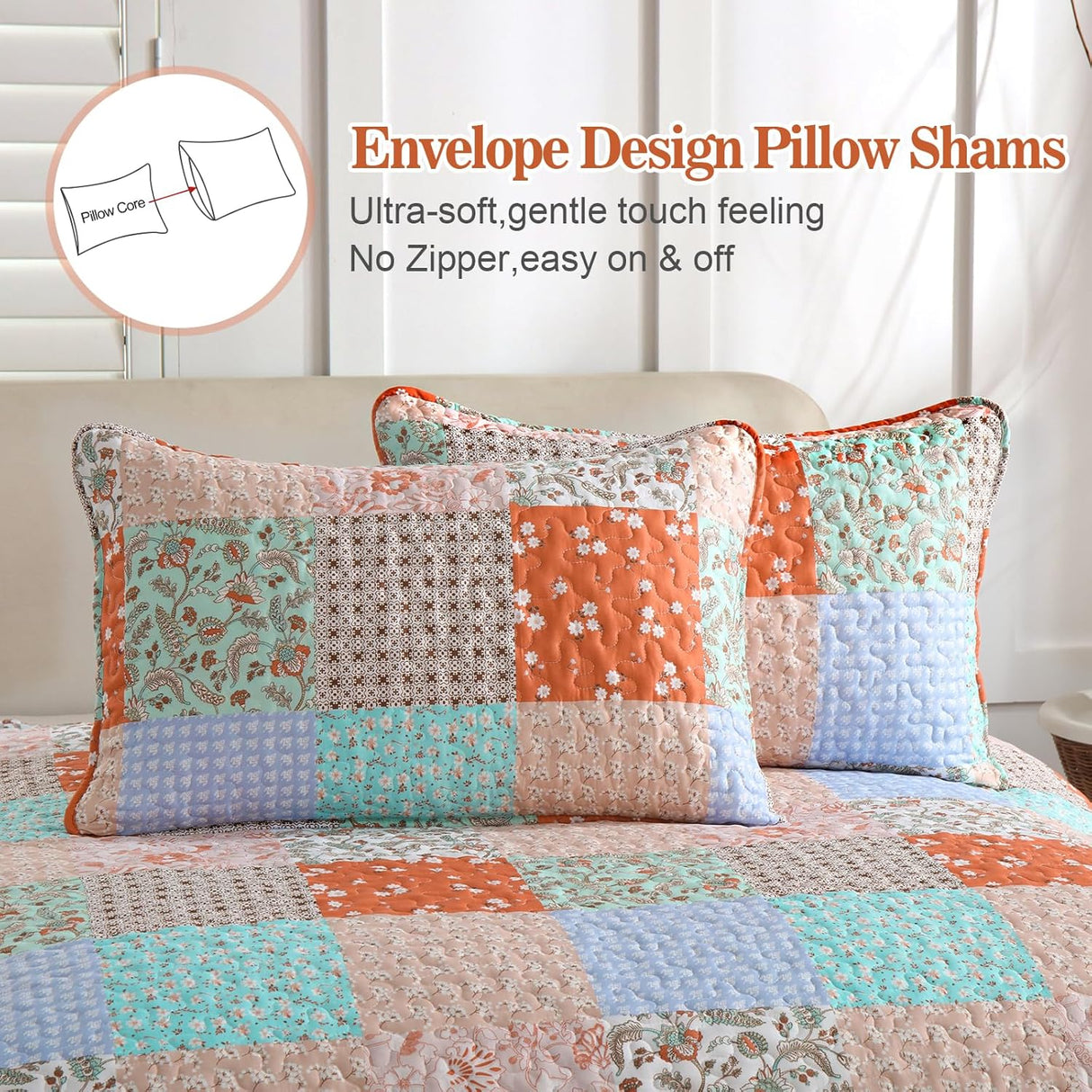 Delicate Lace Blossom Soft 3 Pc Bedspread & Pillow Cover Set