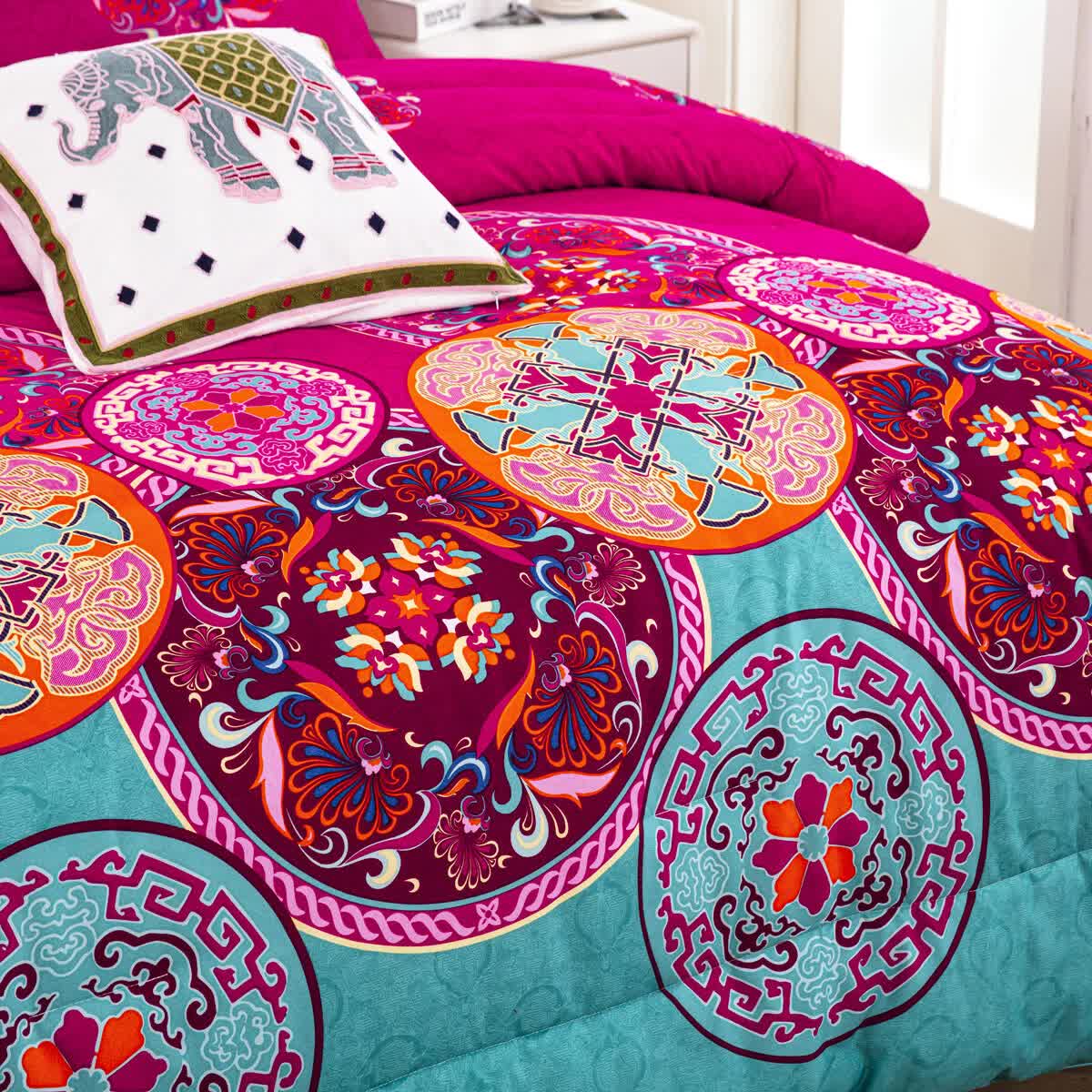 Aesthetic Glow Floral 3??iece Comforter Set with Matching Shams