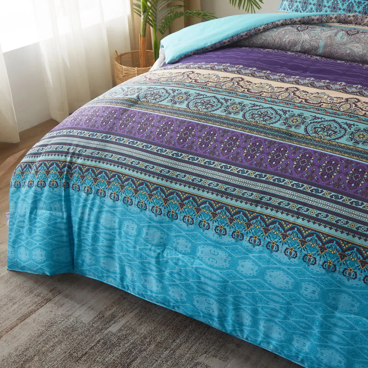 Boho Glow Teal Bedding – 3‑Piece Comforter Set for Relaxed Spaces