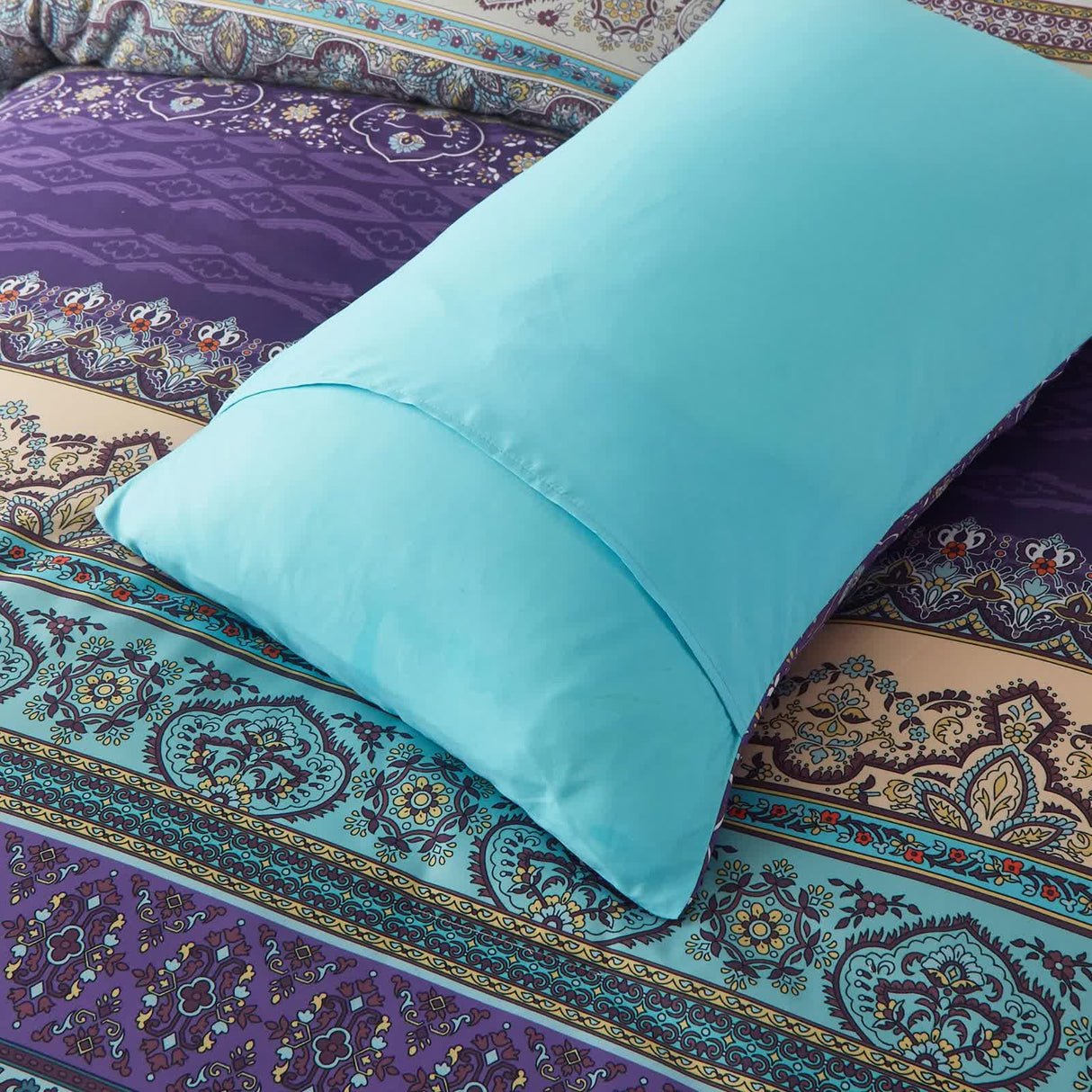 Boho Glow Teal Bedding – 3‑Piece Comforter Set for Relaxed Spaces