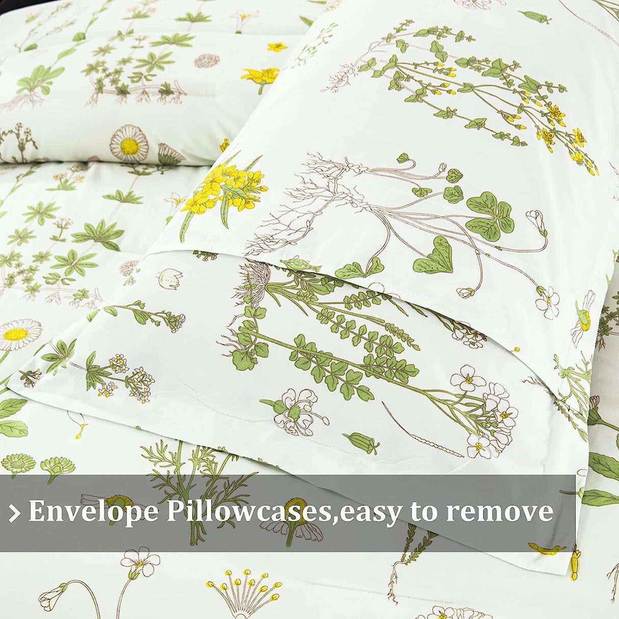 Vintage Delicate green bloom 3 Pc Comforter & Pillow Cover Set