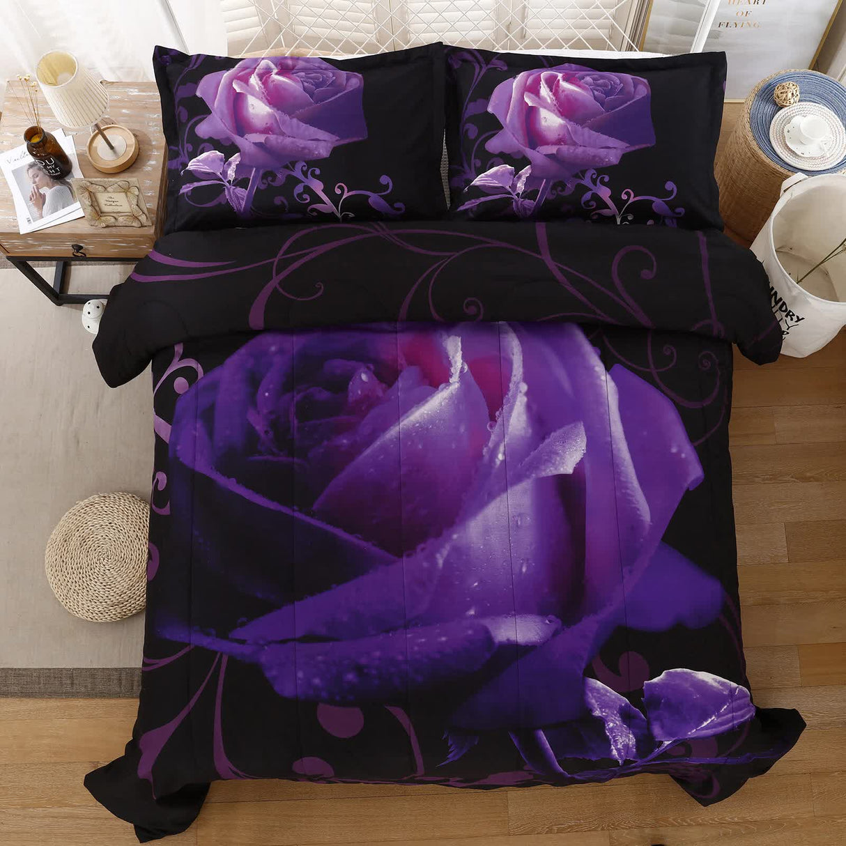 Rose Golden Hour Comforter Set ??Aesthetic 3??iece Bedroom Mood