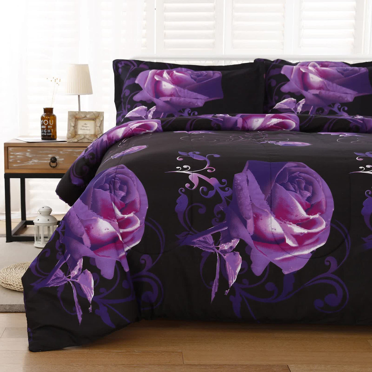 Rose Golden Hour Comforter Set ??Aesthetic 3??iece Bedroom Mood