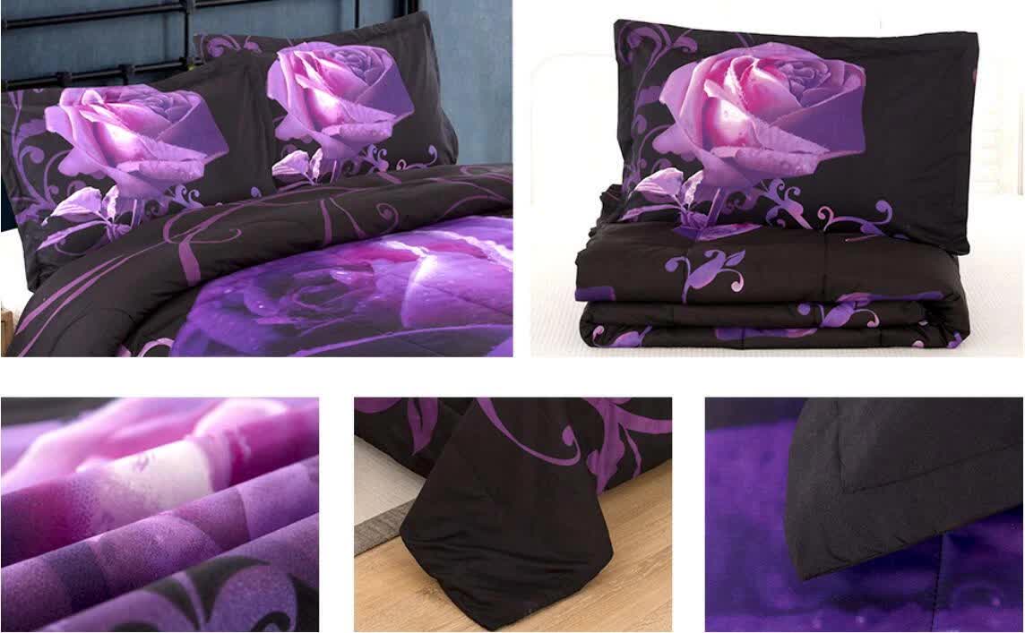 Rose Golden Hour Comforter Set ??Aesthetic 3??iece Bedroom Mood