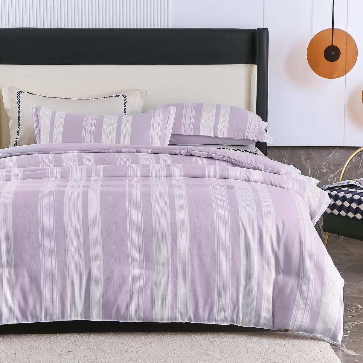 Midnight Calm stripes purple 3??iece Bedding ??Cozy comforter Style
