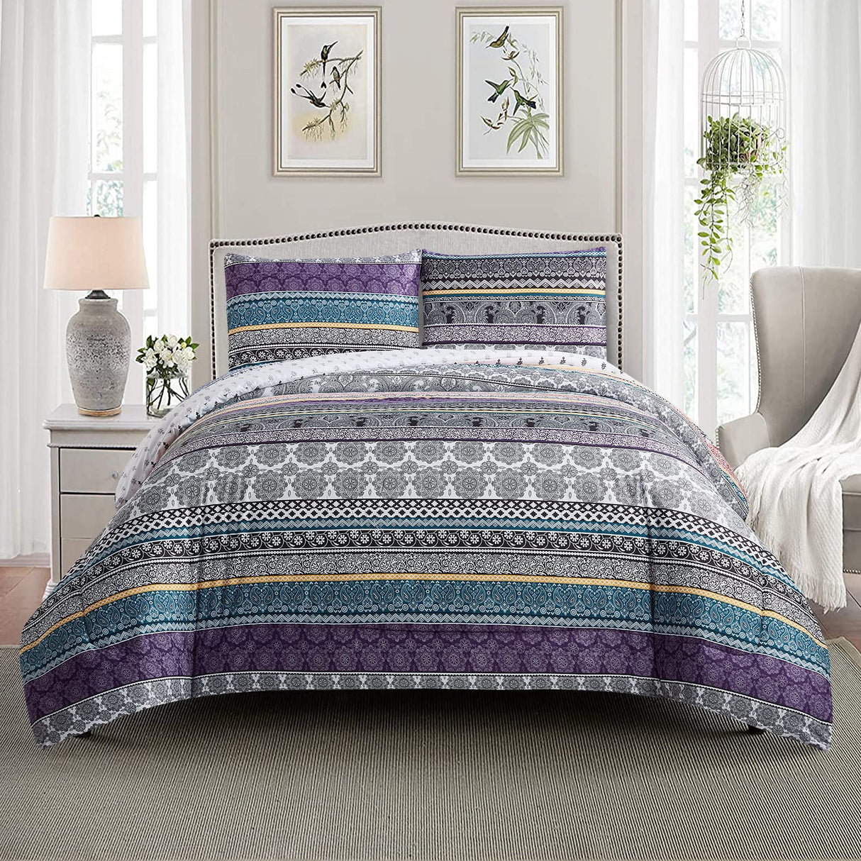 Whimsical Winter Frosty Elegant 3 Pc Comforter & Pillow Cover Set