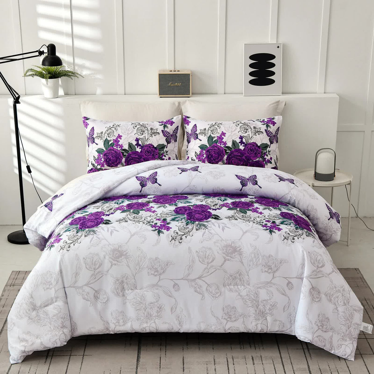 Luxe Loft Purple rose Quilted Comforter & Shams ??Trending 3??iece Set