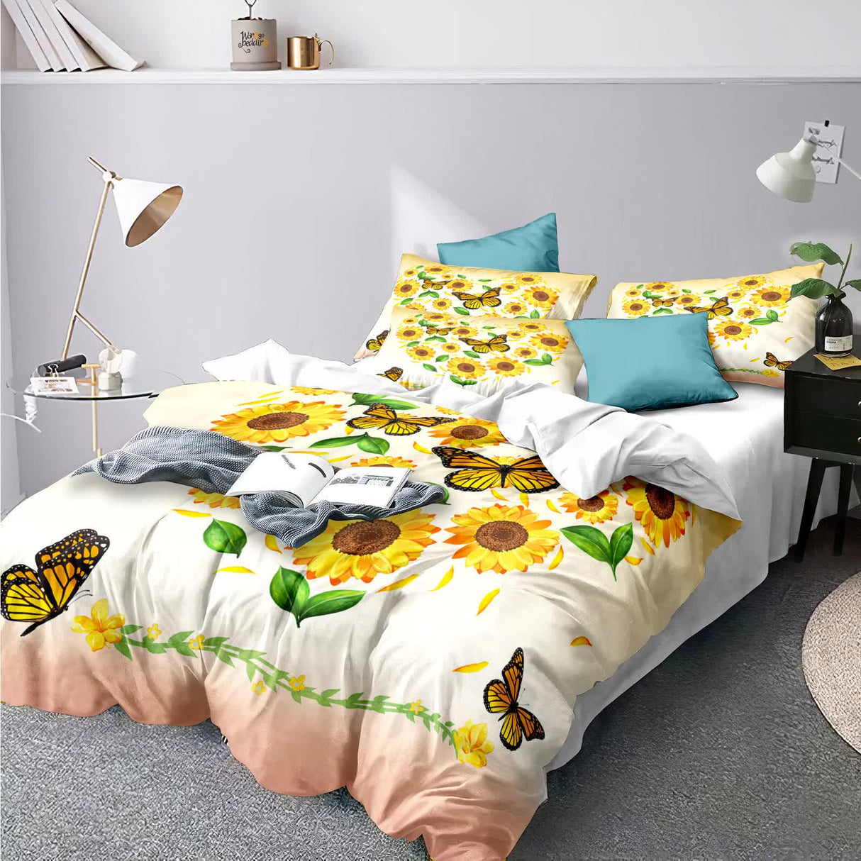 Airy Loft butterfly floral 3‑Piece Comforter Bundle – Relaxed