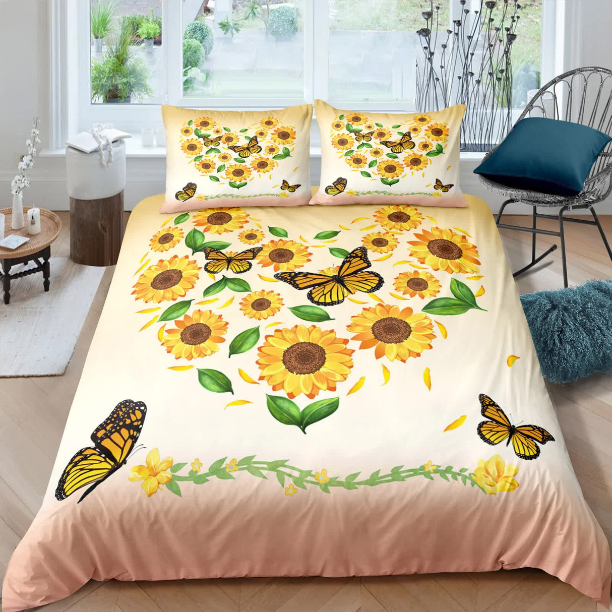 Airy Loft butterfly floral 3‑Piece Comforter Bundle – Relaxed