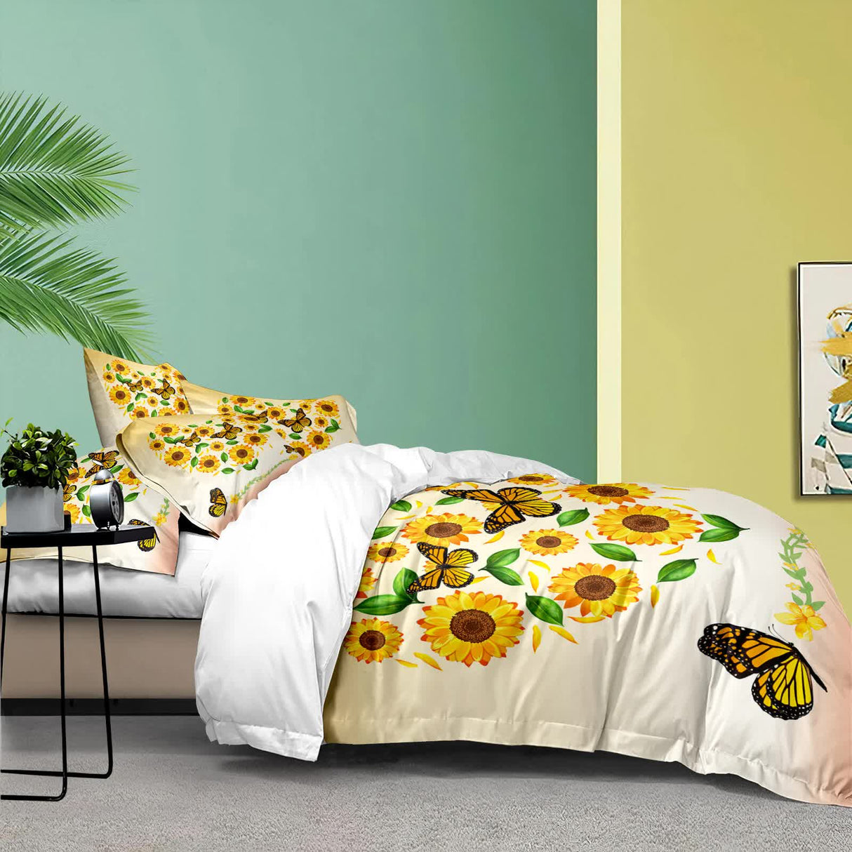Airy Loft butterfly floral 3‑Piece Comforter Bundle – Relaxed