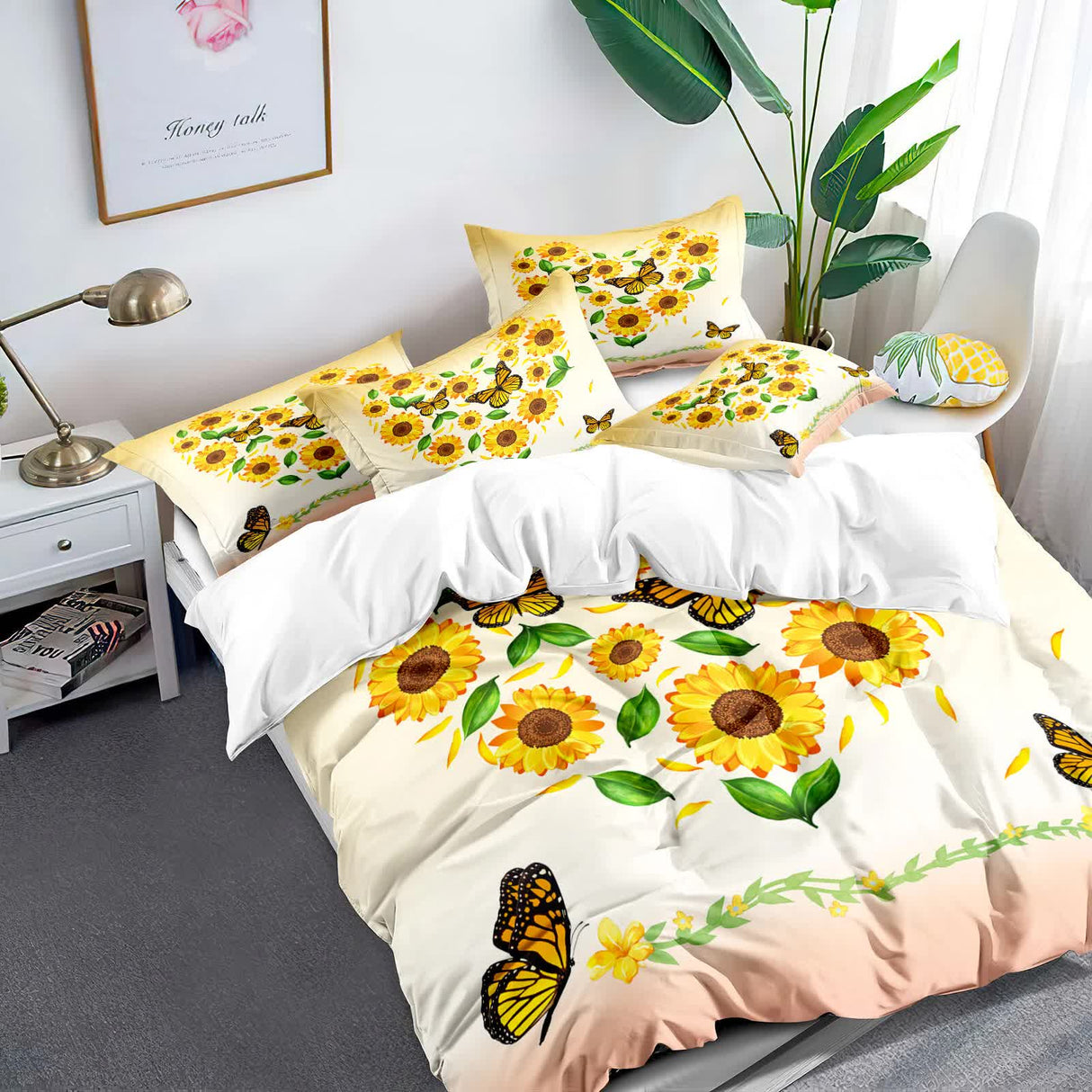 Airy Loft butterfly floral 3‑Piece Comforter Bundle – Relaxed