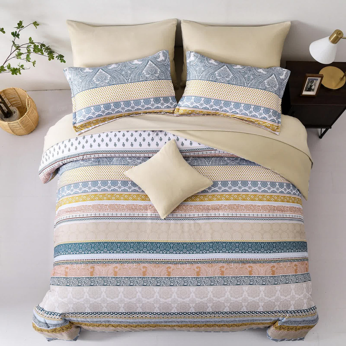 Luxe Loft Boho Quilted Comforter & Shams ??Trending 3??iece Set
