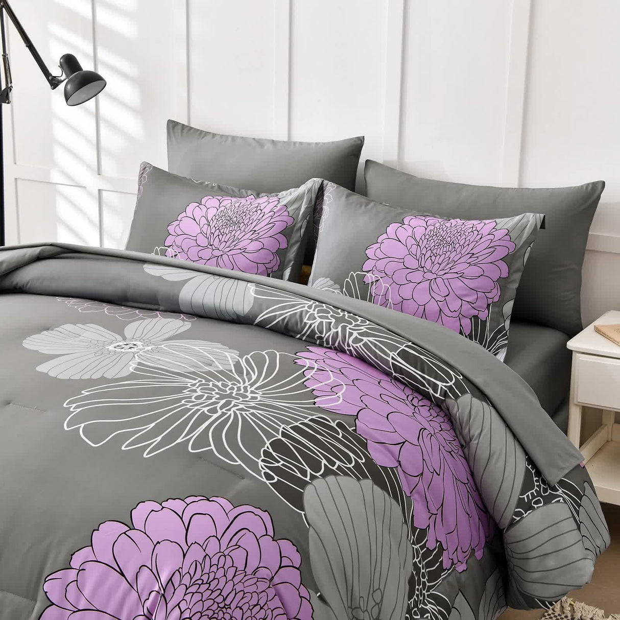 Cloud Nine grey purple Bedding ??3??iece Comforter Set for Everyday Chill