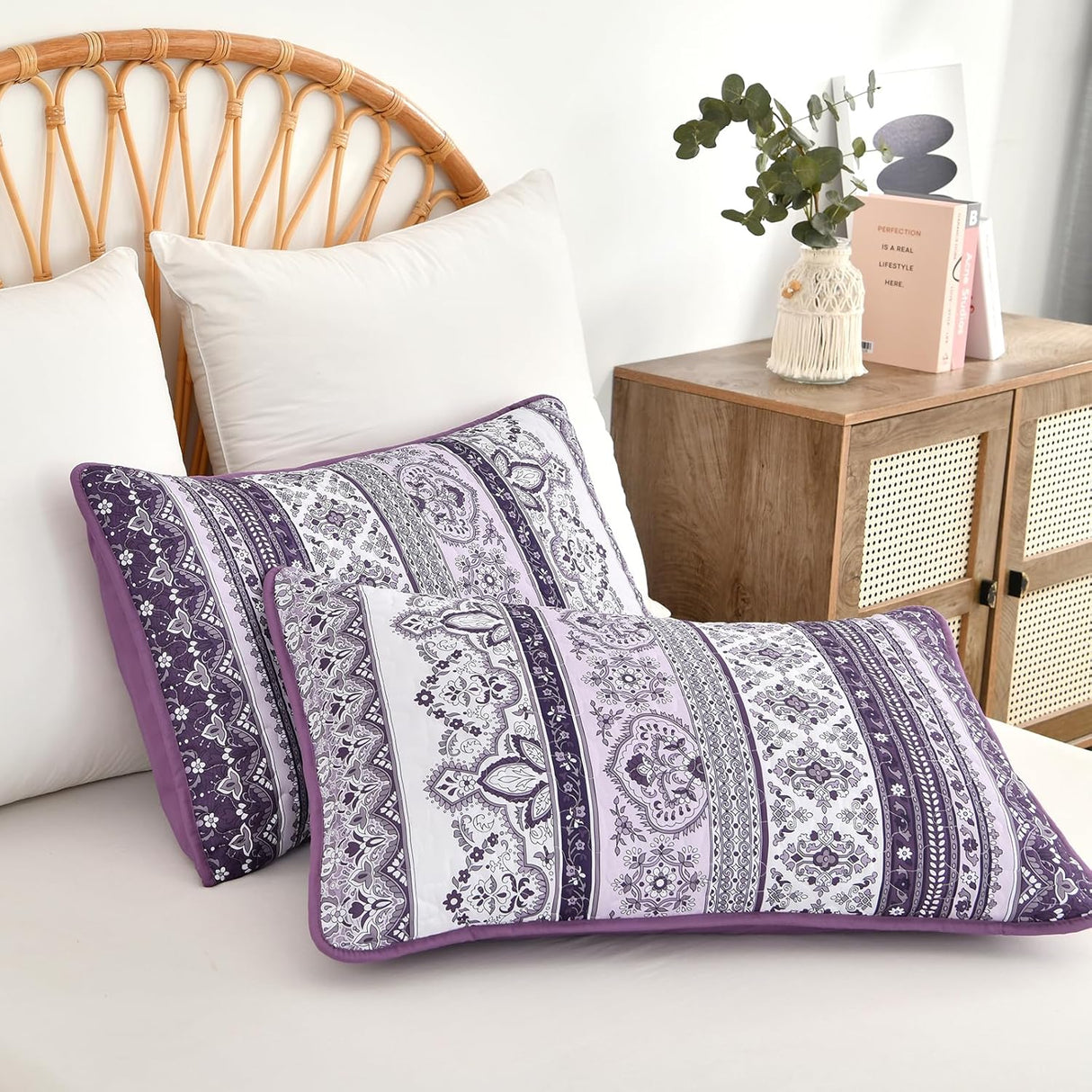 Elegant Peony purple Soft 3 Pc Bedspread & Pillow Cover Set