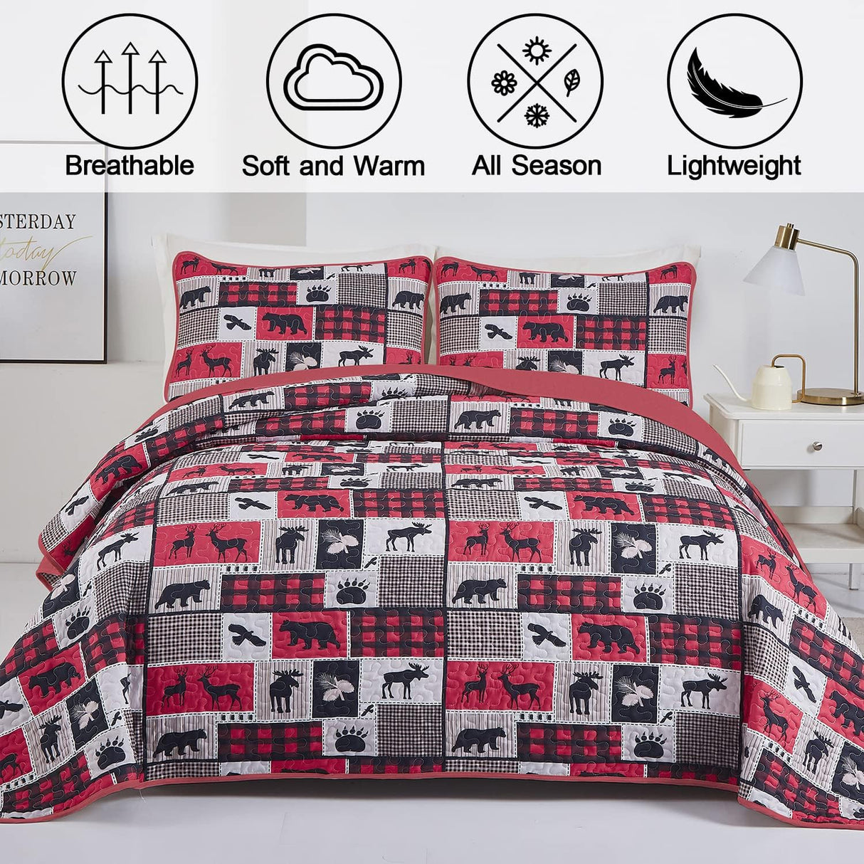 Christmas feel Queen Bedspread Set