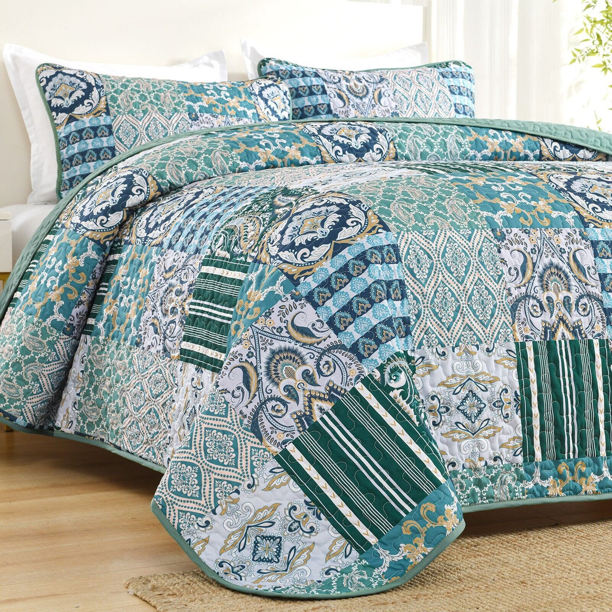 Exquisite Regal Purple 3 Pc Bedspread & Pillow Cover Set