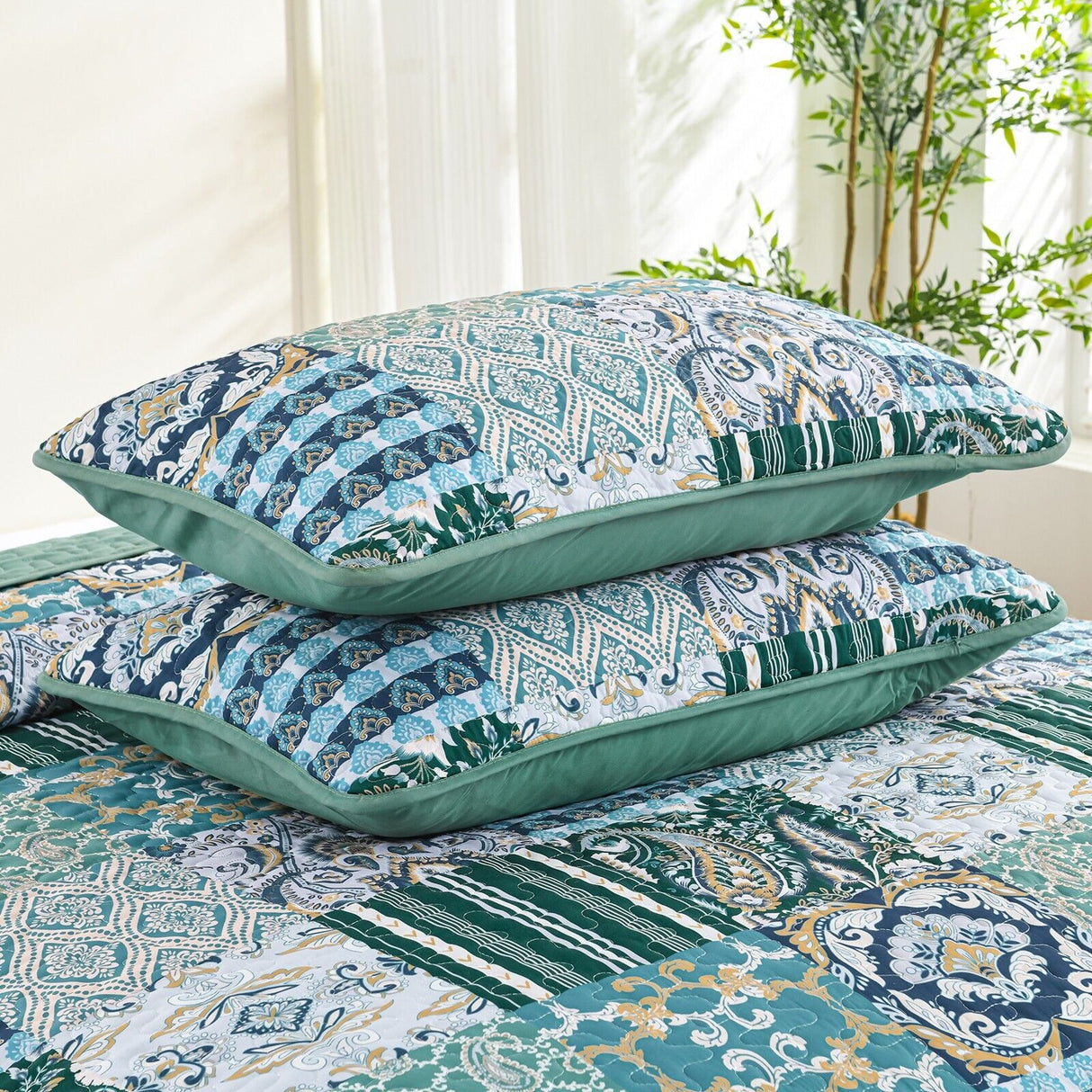 Exquisite Regal Purple 3 Pc Bedspread & Pillow Cover Set