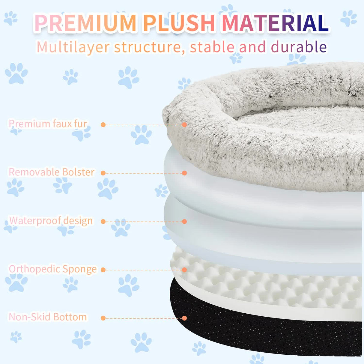 Fluffy Donut-Shaped Pet Bed- Soft, Cozy, and Anti-Anxiety for Dogs and Cats, Machine Washable Light Brown Size:L 90*65*20cm