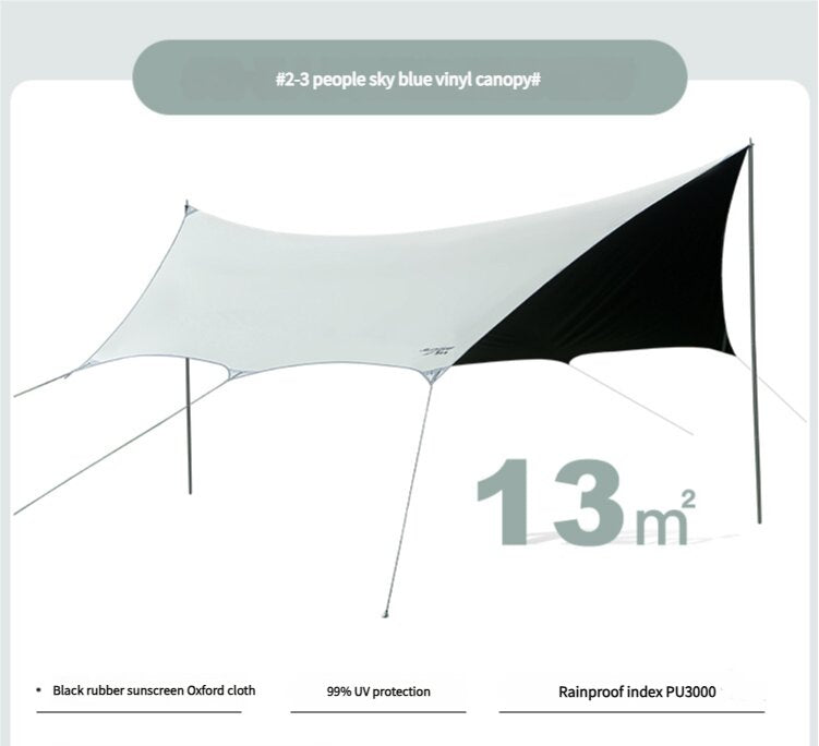 400*300 cm 2-3 Person Octagonal Camping Tent Tarp - Waterproof, UV Protection, Sunshade Canopy Shelter for Camping, Hiking, Picnic