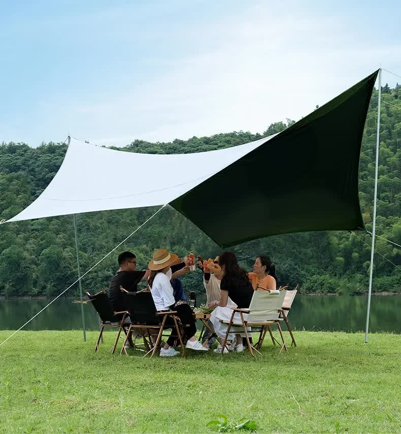 400*300 cm 2-3 Person Octagonal Camping Tent Tarp - Waterproof, UV Protection, Sunshade Canopy Shelter for Camping, Hiking, Picnic