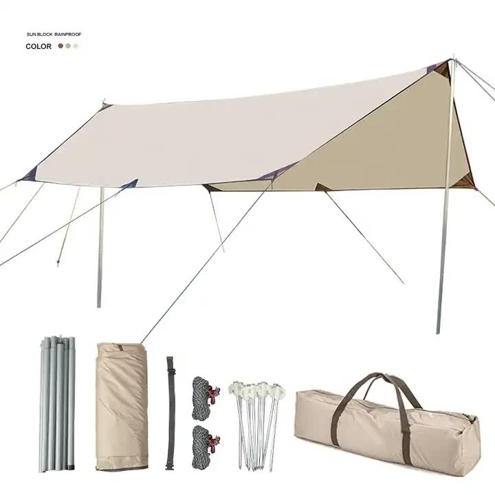 500*292 cm Large Square Camping Tarp Shelter - Waterproof, UV Protection, Sunshade Canopy Shelter for Camping, Hiking, Picnic