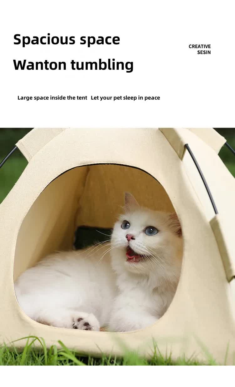 Outdoor Cat House,Pet Tent -Windproof and Dustproof Shelter for Small Pets, Grey, Size: M 40*40*37cm