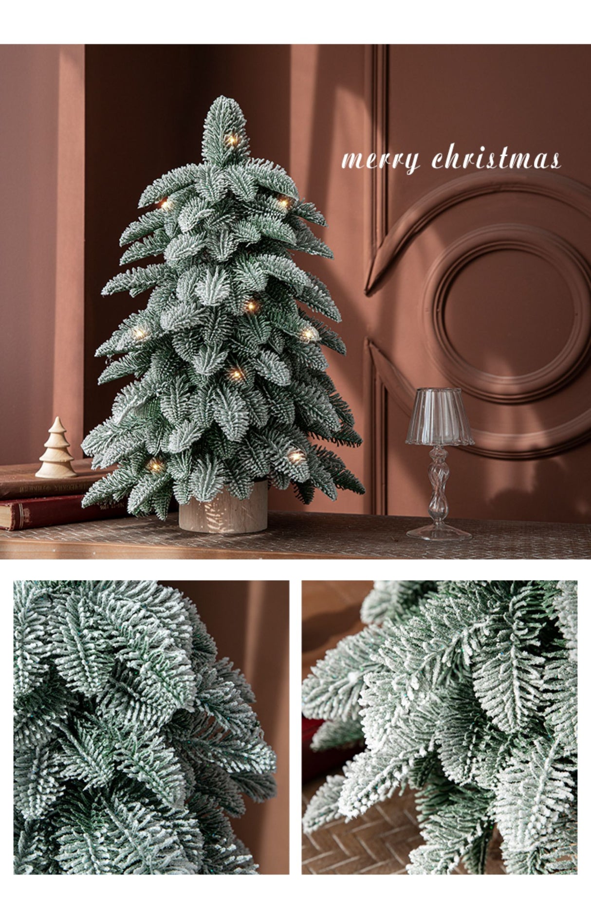 55cm Frosted Mini Christmas Tree ? Snow-Covered Indoor Holiday Decoration