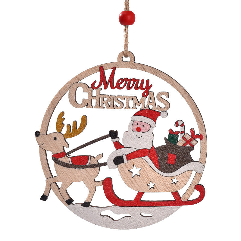 Set of 4 Wooden Christmas Hanging Ornaments – Santa, Snowman, and Reindeer Decorations (2 set, 8 pieces in total))