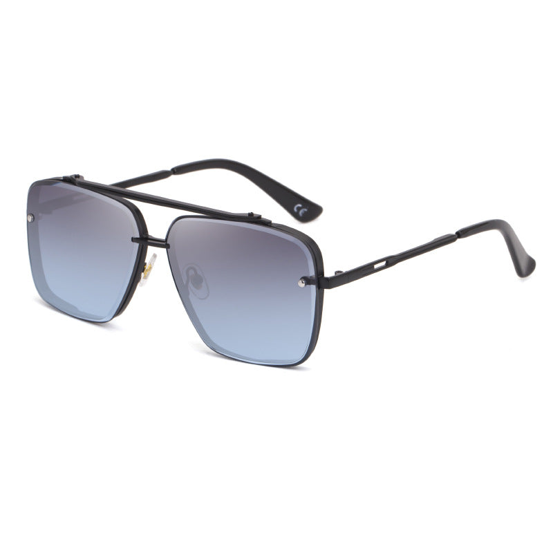 Grey Blue Sunglasses, Fashionable Men's Metal, UV400 Gradient Lenses for Timeless Style
