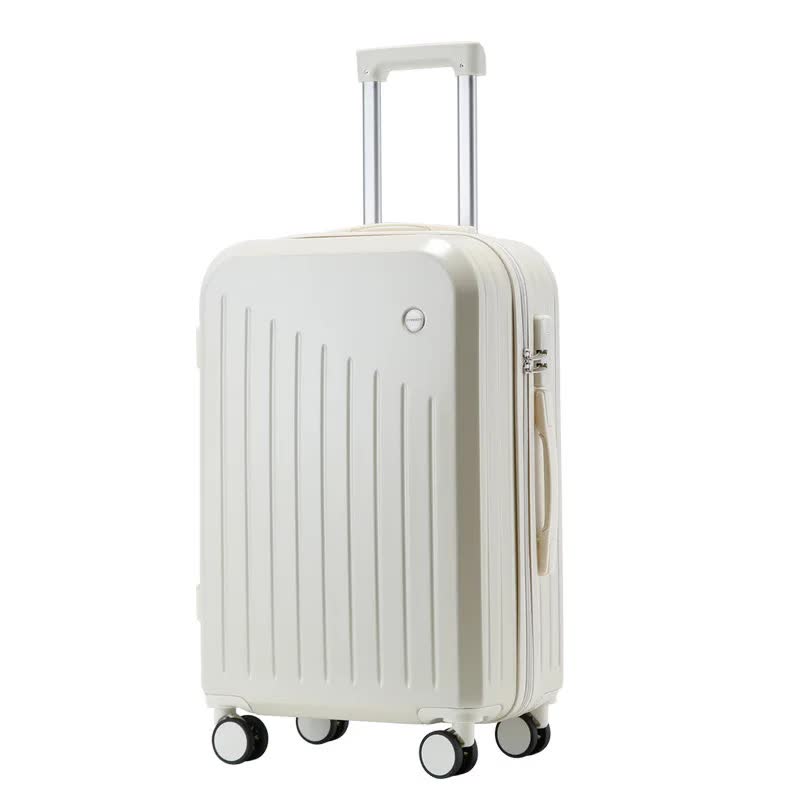 Smart Carry-On Luggage with Cup Holder & USB Charging Port - White Color Spinner Suitcase for Travel Convenience 24 inch