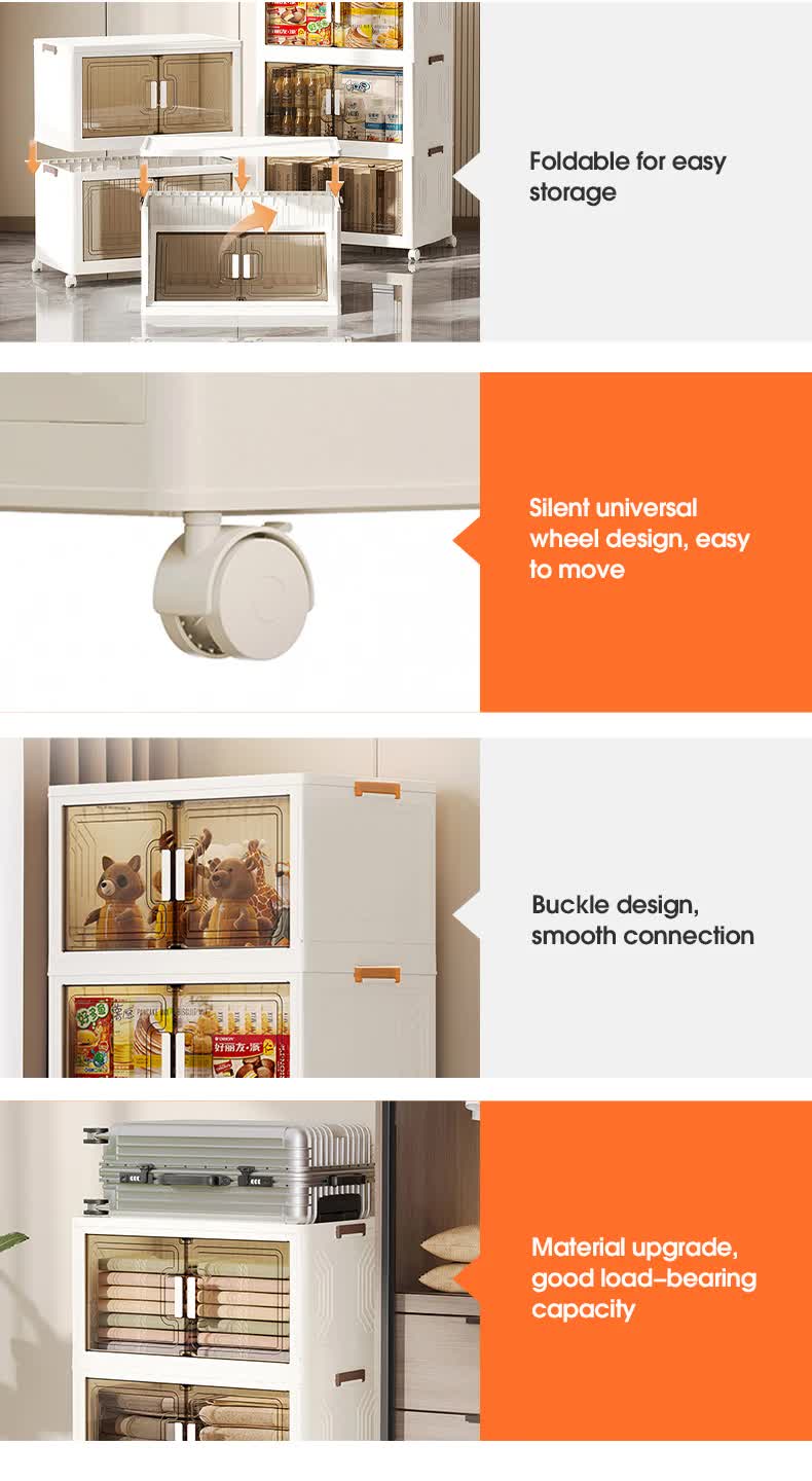 Stackable Storage Boxes with Transparent Doors - Modular Organizer for Home & Pantry 55*32*94cm (3 l