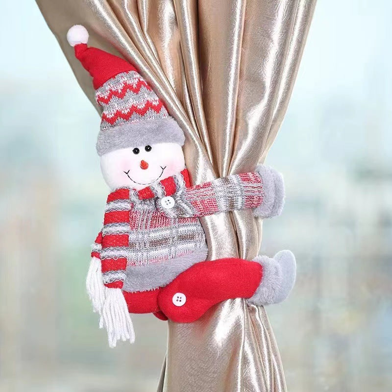 Snowman Curtain Tieback - Festive Plush Christmas Curtain Holder for Holiday Decor 22*44cm 2 PCS