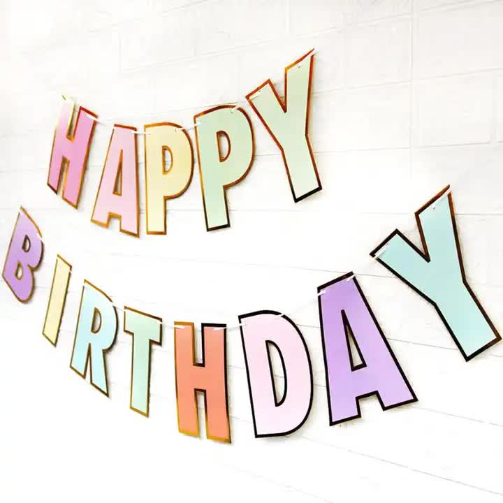 Happy Birthday Party Decoration Set - Fan Decorations, Hearts, Stars & Banner