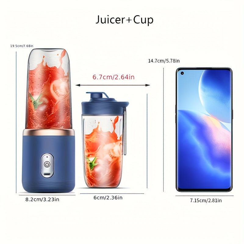 1 x Portable USB Blue Rechargeable Juicer CupPortable Blender for Smoothies and Juices - USB Rechargeable Powerful & Compact