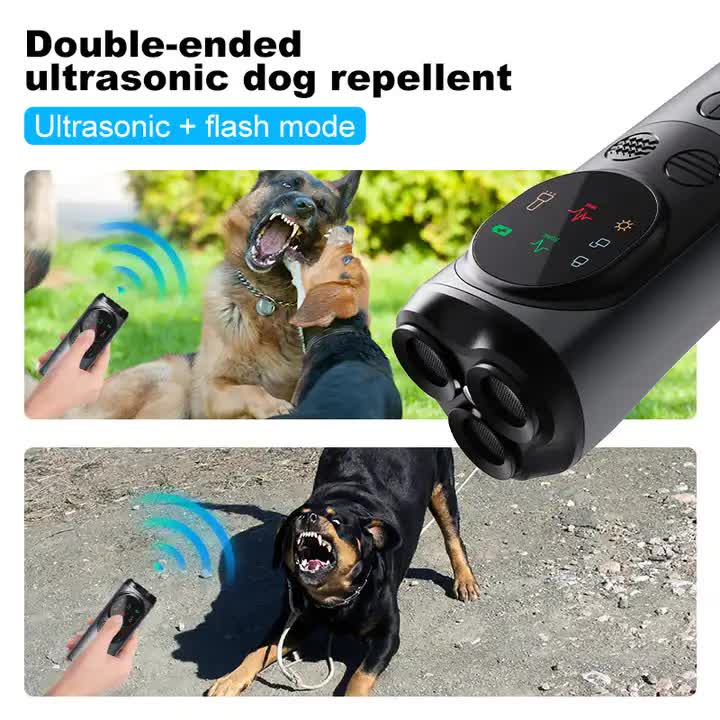 P10 Black Ultrasonic Dog Repellent Device - Dual-Mode Flashlight and Ultrasonic Dog Deterrent