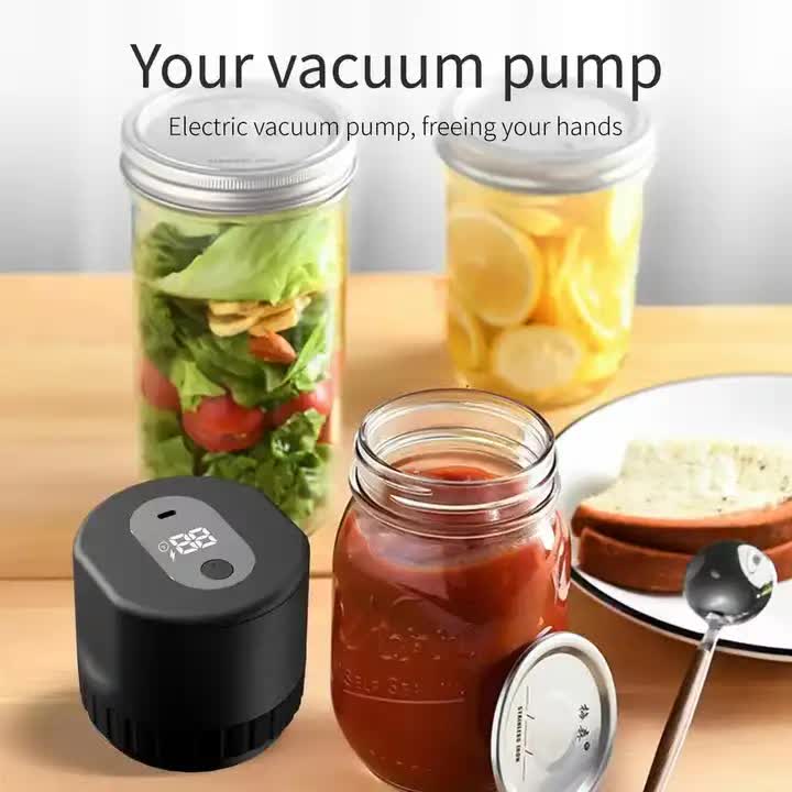 Portable Vacuum Sealer for Mason Jars,Regular Model KZ-80 (60 sec stop or manual stop) - Black Elect