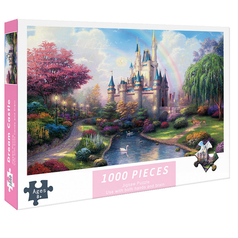 (2 PCS) 1000-Piece Dream Castle Jigsaw Puzzle - High Difficulty Stress-Relief Toy